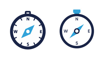 Set of Two Flat Design Compass Icons for Navigation and Direction