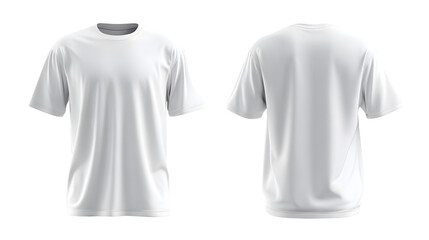 Front and Back View of a Clean White TShirt with Short Sleeves.