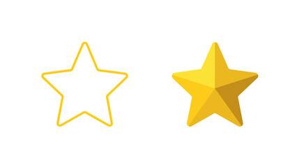 Outline and Solid Golden Star Icons on White Background