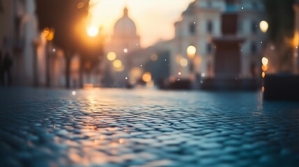 Sunset over rome. Time lapse of a realistic time lapse of the piazza with a glitch. A popolo of the field of rome in the italian city. Twilight in rome lifestyle.