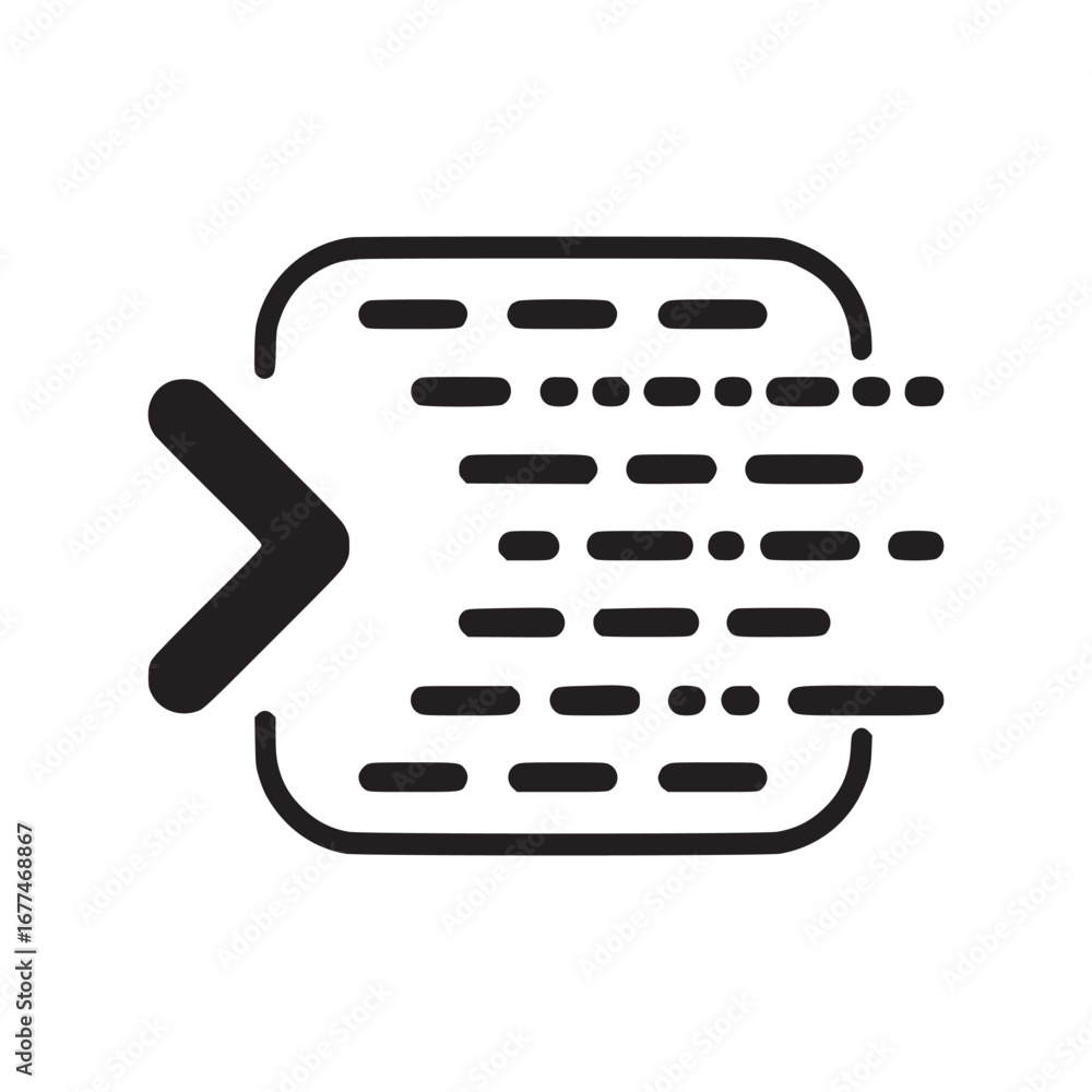 Poster illustration of a black arrow pointing towards a text box with horizontal lines and dots on white