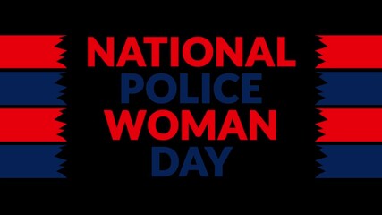 National Police Woman Day In and Out text from split line animation on a black background.