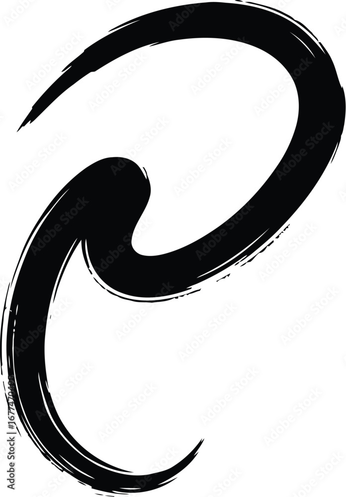 Poster vector art of abstract brushstroke design with a curved shape, creating a sense of movement