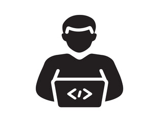 Programming Code Symbol Icon in Bold Silhouette Vector Illustration Artwork Style