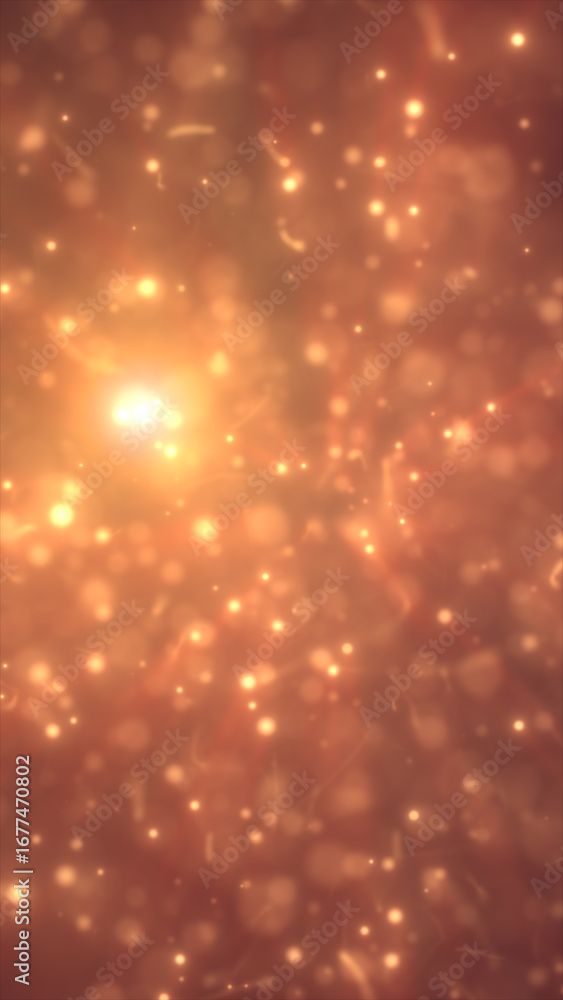 Aufkleber abstract golden particles floating in warm atmosphere, creating a dreamy glowing bokeh effect