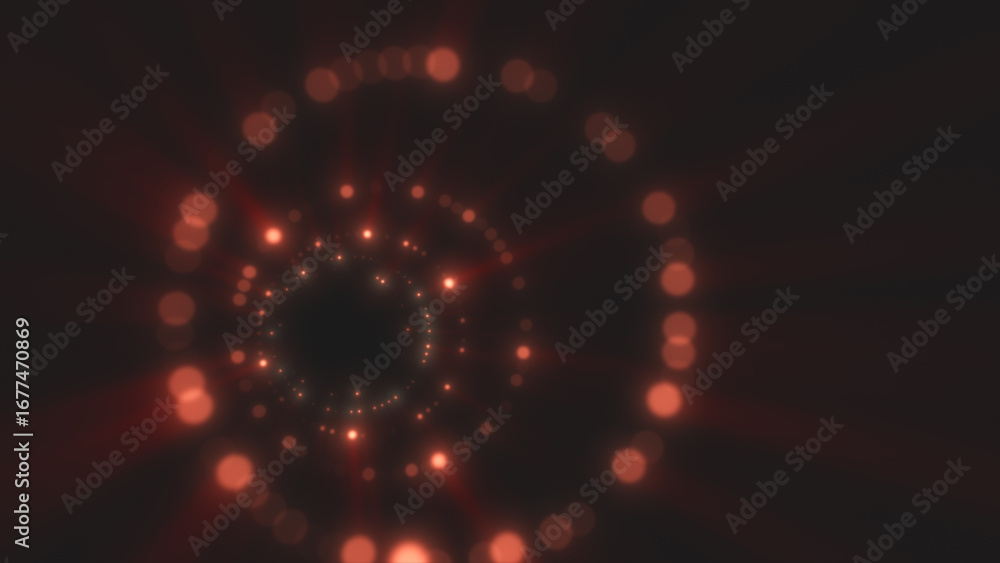 Poster glowing spiral tunnel of red lights forming an abstract digital vortex effect