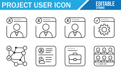Clean and editable set of user icons for UI/UX design, focusing on project management.