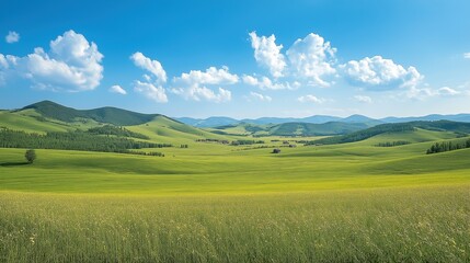 Obraz premium green field and blue sky