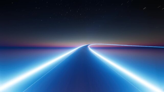 Dynamic blue light trails converging and diverging, creating immersive abstract visual experience with glowing interconnected energy patterns on dark background