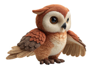 Obraz premium Adorable Plush Owl Toy with Detailed Features on Transparent Background