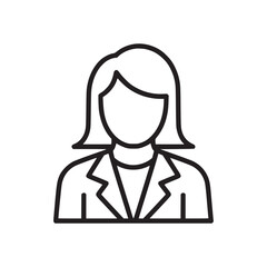 Illustration of a woman in a blazer with short hair in a minimalist black and white style