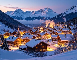 Fototapeta premium Winter Alpine Village