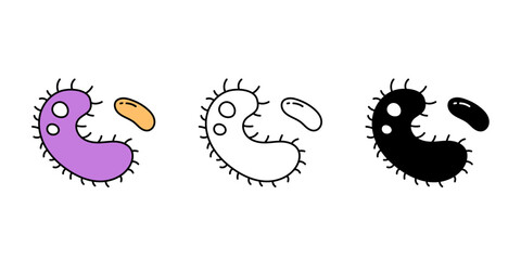 Bacteria icons set, microbe and germ symbols, virus and pathogen for biology, medical research, healthcare, education vector illustration.