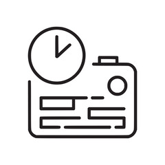 Fototapeta premium A line drawing of a clock and a card with a circle and lines against a white background plain style