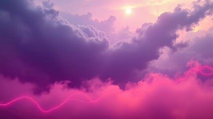 Obraz premium Pink Neon Wave in Dreamy Clouds