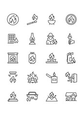 set of flame icons, fire