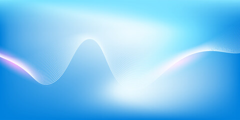 Abstract blue gradient background with shining lines waves. Minimalist background for banner, poster, cover, brochure, flyer, website