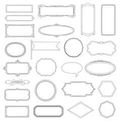 Collection of various decorative frames and borders in a vintage style, perfect for design.