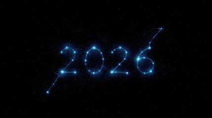Constellation of year 2026 in dark sky, futuristic concept
