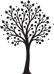 Obraz premium Elegant Tree Silhouette with Leaves – Nature Vector ArtLeafy Tree Silhouette – Black Tree Design ElementStylized Tree with Leaves – Decorative Nature Illustration