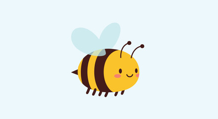 Adorable cute flying bee character cartoon illustration digital art