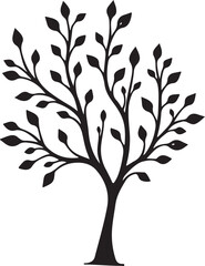 Obraz premium Elegant Tree Silhouette with Leaves – Nature Vector ArtLeafy Tree Silhouette – Black Tree Design ElementStylized Tree with Leaves – Decorative Nature Illustration