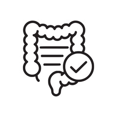 Illustration of a colon with horizontal lines and a check mark inside of a circle shape
