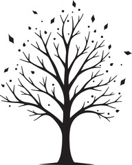 Obraz premium Elegant Tree Silhouette with Leaves – Nature Vector ArtLeafy Tree Silhouette – Black Tree Design ElementStylized Tree with Leaves – Decorative Nature Illustration