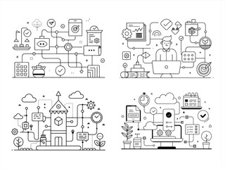 coloring page line art the workflow black vector bundle
