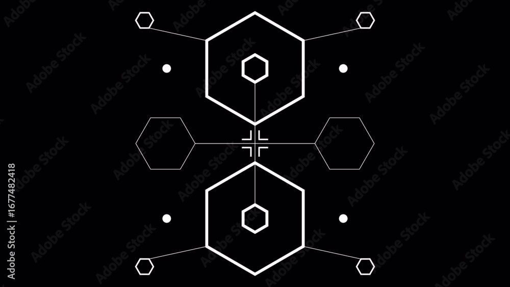 Poster abstract hexagon network: dynamic geometric design