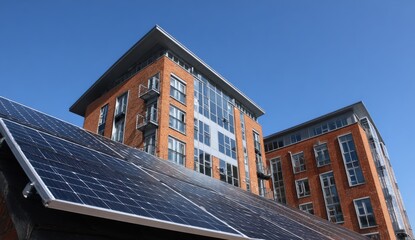 Fototapeta premium Modern apartment building with solar panels