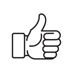 A simple line drawing of a hand giving a thumbs up on a white background in a minimalist style