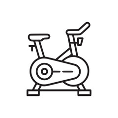 Illustration of exercise bike with seat handlebars and pedals on a white background in line art