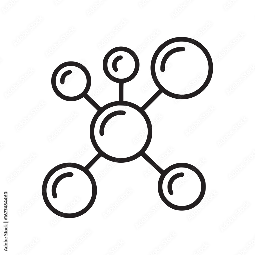 Aufkleber a simple black and white line drawing of a molecule structure on a white background in a square form