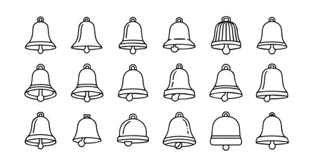 Bell with a clapper line art icon bundle illustration