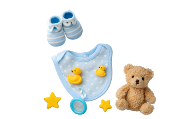 Baby essentials collection isolated on white background