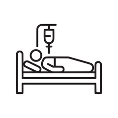 Illustration of a patient in a hospital bed with an iv drip attached to a stand above the bed