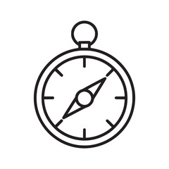 A minimalistic compass illustration with a black outline on a white background showing direction tool use