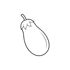 Simple line art drawing of an eggplant or aubergine on white background Silhouette Vector