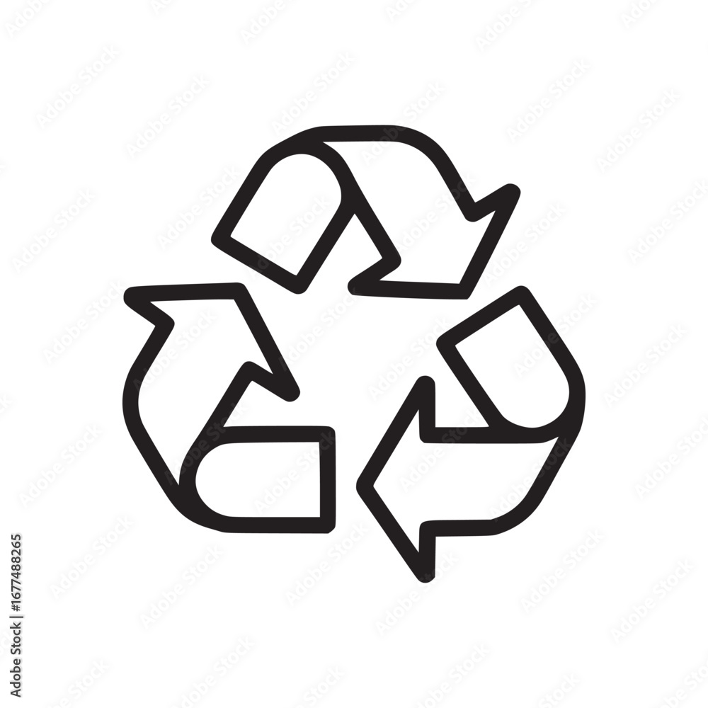 Poster vector art of recycle symbol with three arrows forming a circular shape, representing environmental 