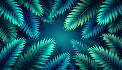 Luxury Tropical Palm Leaves Background - Deep Emerald Green Jungle Foliage Pattern for High-End Resort Marketing, Spa Wellness Branding, and Premium Lifestyle Design Projects