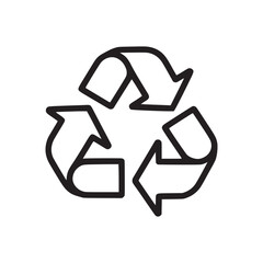 Vector art of recycle symbol with three arrows forming a circular shape, representing environmental sustainability and waste reduction, vector illustration of an ecofriendly icon