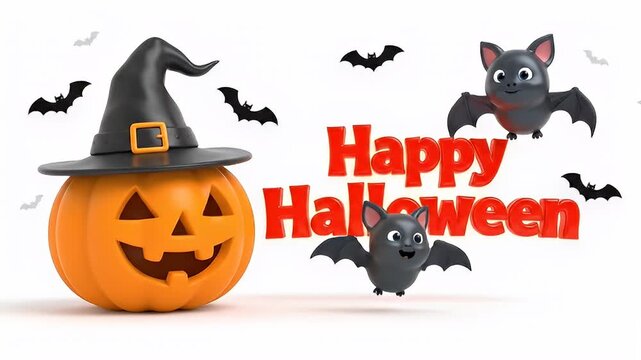 Halloween pumpkin witch hat greeting