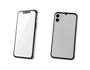 iPhone 17 Smartphone Front and Back View, Minimal Floating Mockup, Isolated on Transparent Background