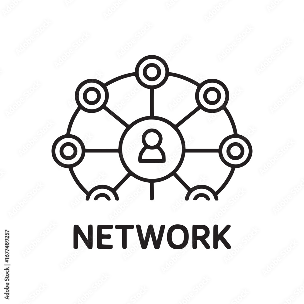 Poster vector art of network connection with nodes and links, representing social media, internet, and digi