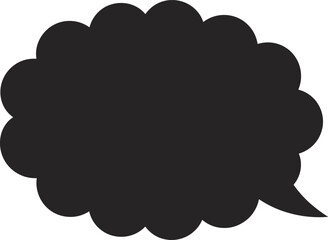 Black speech bubble silhouette vector design, comic dialogue balloon, empty text cloud, conversation symbol, communication element, cartoon message illustration isolated