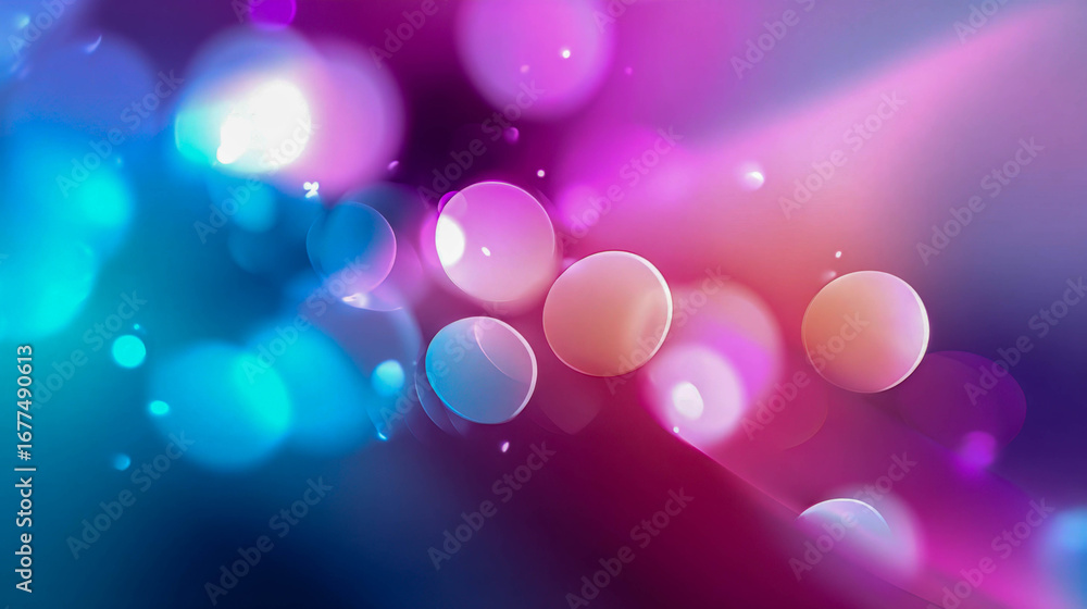 Poster minimalistic gradient background with soft pastel bokeh light circles in vibrant tones