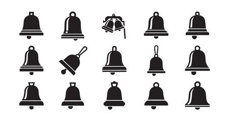 Bell with a clapper silhouette icon bundle illustration
