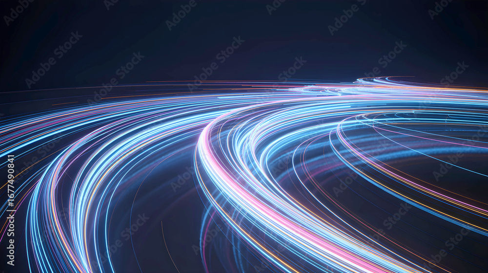 Aufkleber futuristic digital highway with streams of glowing light representing the rapid flow of information 