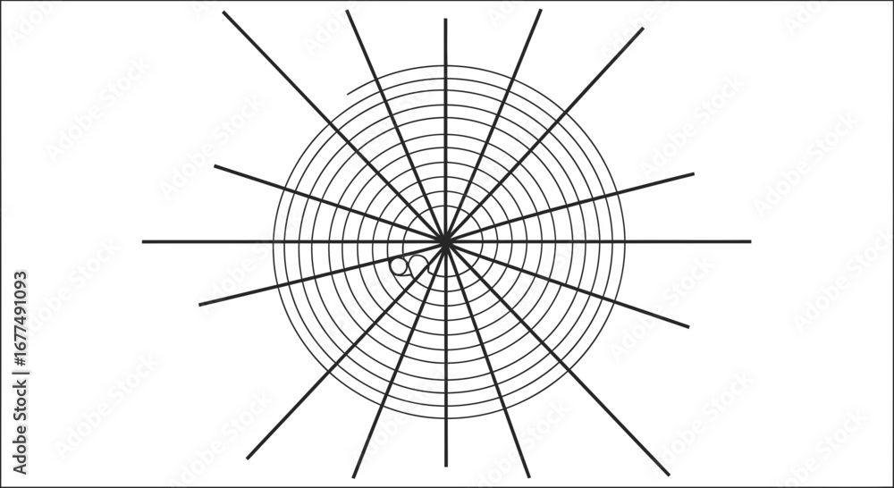 Poster abstract radial pattern with concentric circles and radiating lines